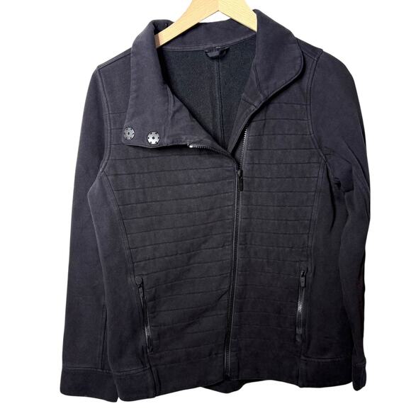 Lululemon Fleece Be True Jacket Asymmetric Up Relaxed Fit Mock Neck Black Size 6 - Picture 4 of 9